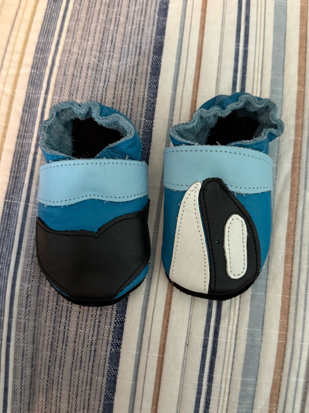 Robeez Blue, Light Blue & Black Soft Sole Baby Shoes
